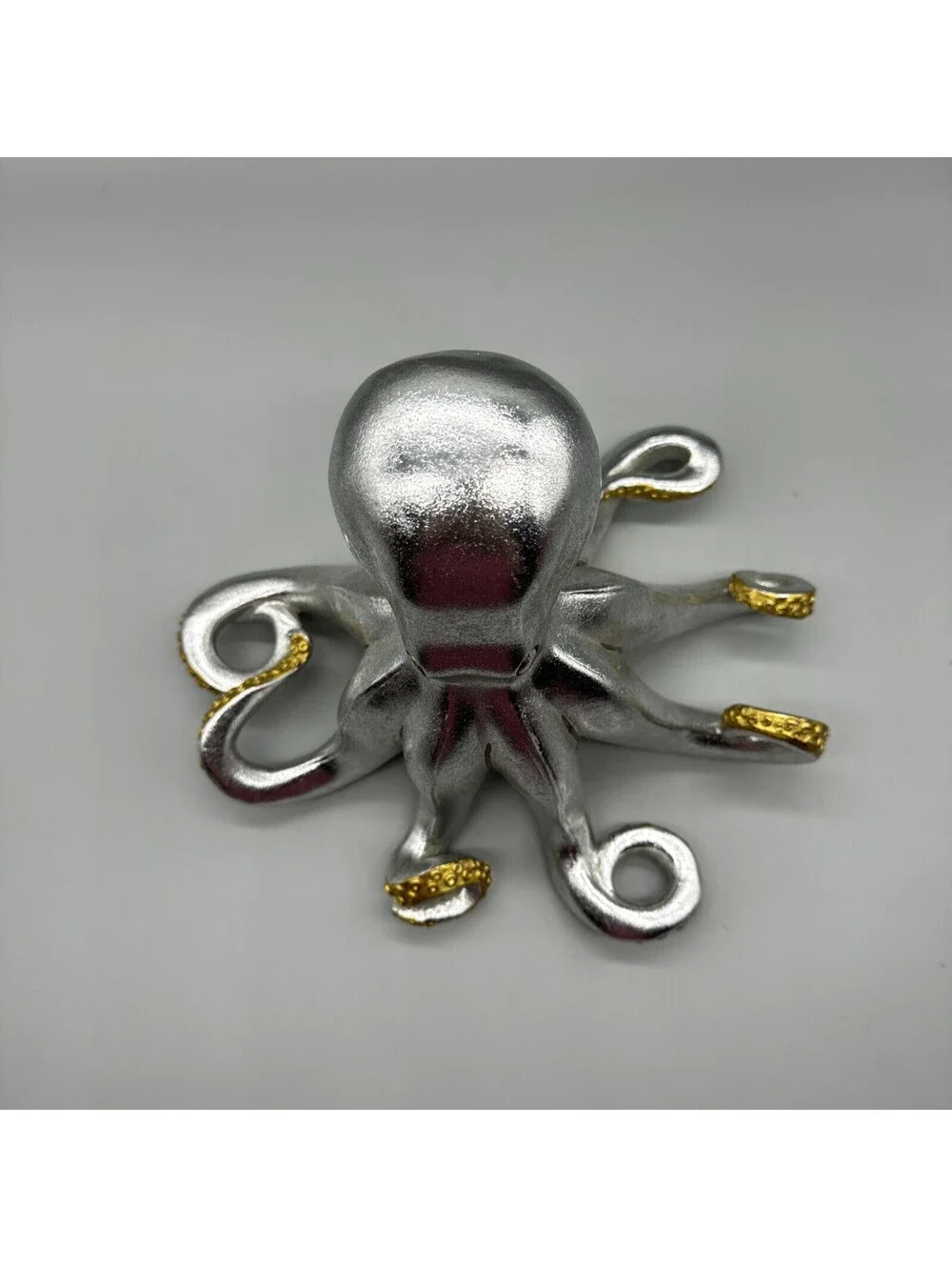 Shiny Silver Gold Octopus Statue Art Resin Nautical Sea Life Figure 8.5x11x10”